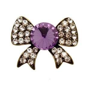  Acosta   Purple Crystal Bow   Fashion Jewelry Brooch 