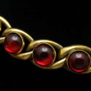 Schiaparelli Necklace Bracelet Set Vintage Red Cabs Hang Tag  