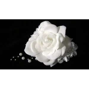  NEW Bright White Gardenia with Flowers and Pearls Hair 