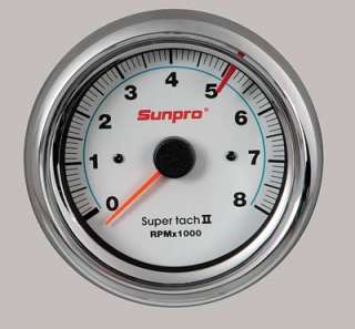 Sunpro Sun Super Tach II Tachometer 0 8,000 3 3/8 Dia White Face 