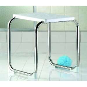   ADA Certified Shower Stool Polished Stainless Steel Legs w/ White Seat