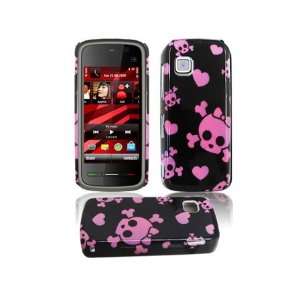  Nokia 5230 Nuron Graphic Case   Black with Pink Skull 