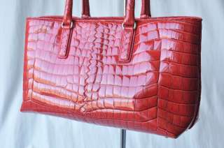 BOTTEGA VENETA Red CROCODILE Tote Bag Handbag NEW Purse  