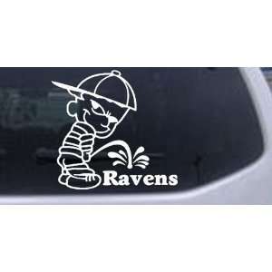 Pee On Ravens Car Window Wall Laptop Decal Sticker    White 8in X 7 