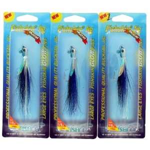  ProFish Fishing Bucktail 1/8oz Blue Glo Herring 3 Pack 