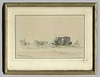 ORIGINAL cir 1889 RUSSIAN WATERCOLOR PAINTING A STAGE COACH SCENE 