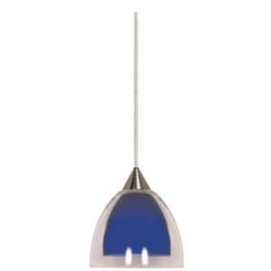   Cobalt Crystal Bullet Pendant with Butterscotch Glass, Brushed Nickel