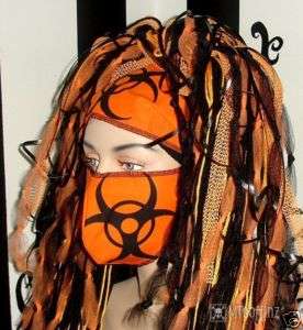 DIY Cyber Goth BioHazard Surgical Mask Orange Rave Neon  