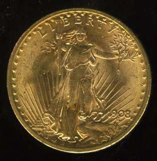 VERY NICE 1908 SAINT GAUDENS GOLD DOUBLE EAGLE G$20  YX8 