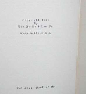   1921 antique FRANK BAUM reilly britton ROYAL BOOK OF OZ neill  