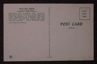 1950s Old Cars Hotel Fort Sumter Charleston SC Postcard  