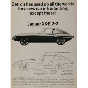 1966 Ad Vintage Jaguar XK E 2+2 Coupe Sports Car Jag   Original Print 