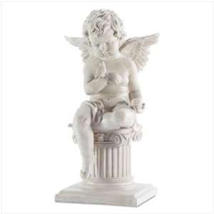  Alabastrite Cherub with Bird on Column 