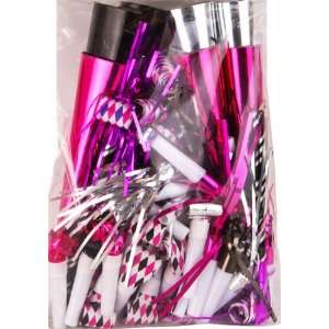 Party Noisemakers in Pink, Black, and Silver