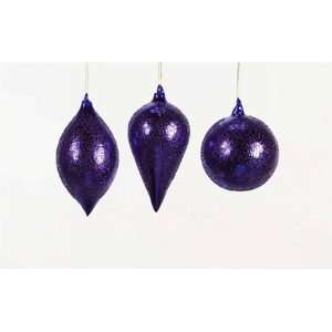  Set 12 Deep Purple Speckled Glass Finial Christmas 