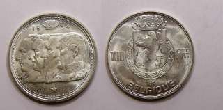 1954 Belgium 100 Francs Silver Select BU 42 70  