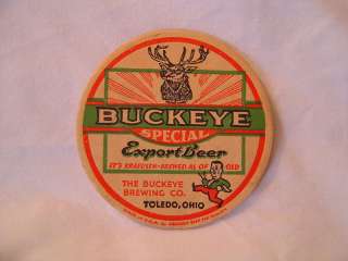 BUCKEYE EXPORT BEER CARDBOARD COASTER VINTAGE ORIGINAL  