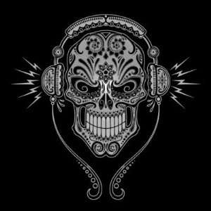  DJ Sugar Skull Black Stickers Arts, Crafts & Sewing