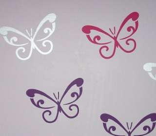 24 SILVER SWIRL BUTTERFLY WALL STICKERS *REMOVABLE*  