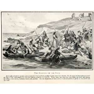  1909 Print Picts Tribe Canoe Calf Spear Calais Britain 