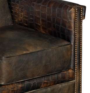 Distressed Saddle/Crocodile Leather Arm Chair  