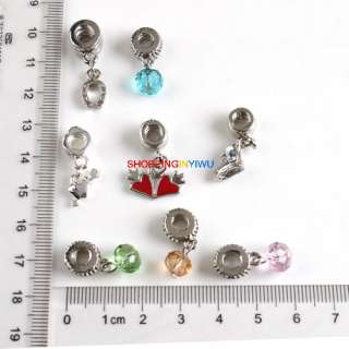 80 pcs Assorted Dangle Enamel Crystal Charms Beads P187  