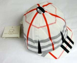 BURBERRY INFANT PLAID CAP/HAT WHITE BLK GRY RED ~ SIZE SMALL ~ NWT $ 