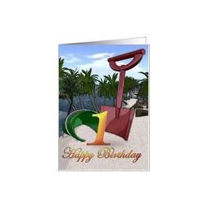   Palm trees side beach ocean shore tropical card Card Toys & Games