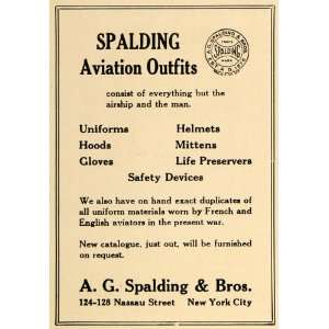  1920 Ad A.G. Spalding Aviation Outfits Uniforms Helmets 