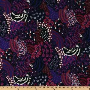 58 Wide Stretch Jersey ITY Knit Pebble Flowers Magenta/Purple Fabric 