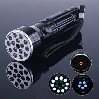 Mini Black 15 LED UV Laser Ultraviolet Flashlight light Lamp Torch 