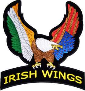BACK PATCH IRISH WINGS Embroidered For Your Biker Vest  