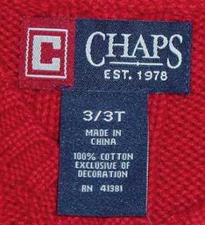 CHAPS BOYS RED CABLE KNIT SWEATER VEST SIZE 3/3T NWT  