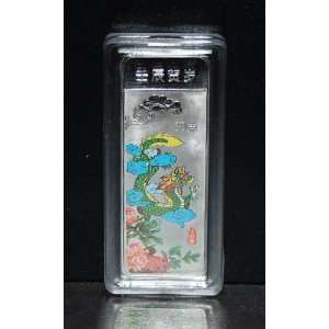  2012 Dragon in Clouds Full Colored Silver Plated Bar in Capsule 