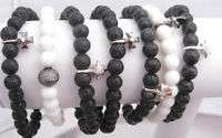 MIZUKI Black White Coral Stretch Bracelet Diamond Cross  