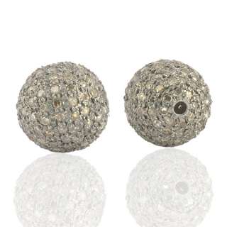 Sterling silver diamond pave beads ethnic designer jewelry accessories 