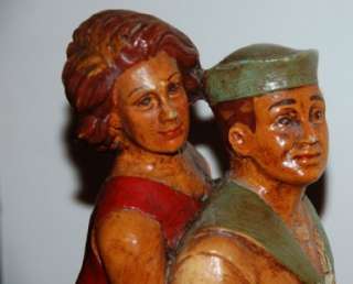 RARE Sailor & Woman on Motorcycle Sculpture Large 21  