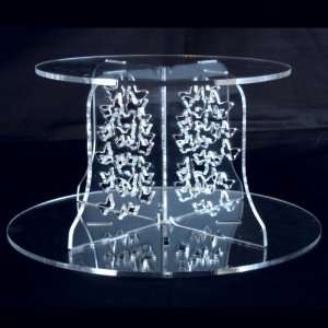 Two Tier Clear Acrylic Round Butterflies Wedding and Party Cake Stand 