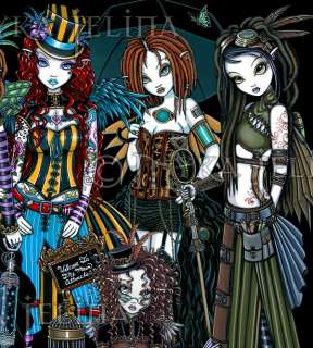 Gothic Steampunk Circus Fairies Sideshow Signed Print  
