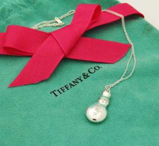 Brand New Tiffany & Co. Silver Snowman Pendant Necklace  