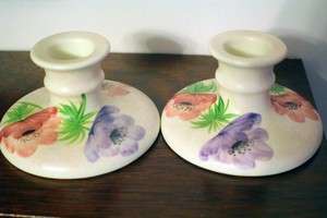 PAIR OF E RADFORD HAND PAINTED CANDLE STICKS   PERFECT  