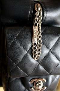 AUTH CHANEL Ligne Cambon Large Multipocket Black Lambskin Reporter 