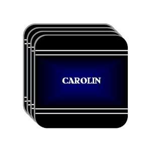 Personal Name Gift   CAROLIN Set of 4 Mini Mousepad Coasters (black 