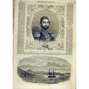  1853 Sultan Turkey Medjid Castle Fort Dardanelles Print 