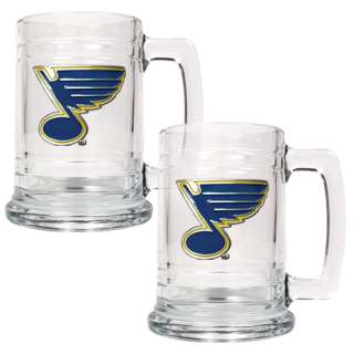 Set of 2 St. Louis Blues NHL Glass TANKARD Beer Mugs  