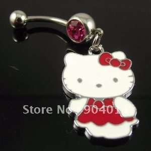   ring with lovely cat hello kitty, body piercing jewelry, navel ring