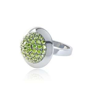  Stardust 2.1Ct Peridot 14mm Micro Pave Silver Ring 10.5 