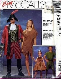 Childs Captain Hook Tinkerbell Peter Pan Costume McCalls Sewing 