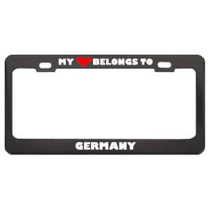 My Heart Belongs To Germany Country Flag Metal License Plate Frame 