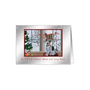  Christmas, Mom and Step Dad, Singing Cat, Snow, Tree Card 